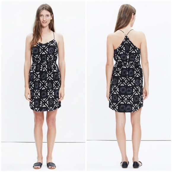 Madewell Silk Starview Cami Dress in Batik Grid Size 4 Retail $150 Summer Preppy - Picture 1 of 13